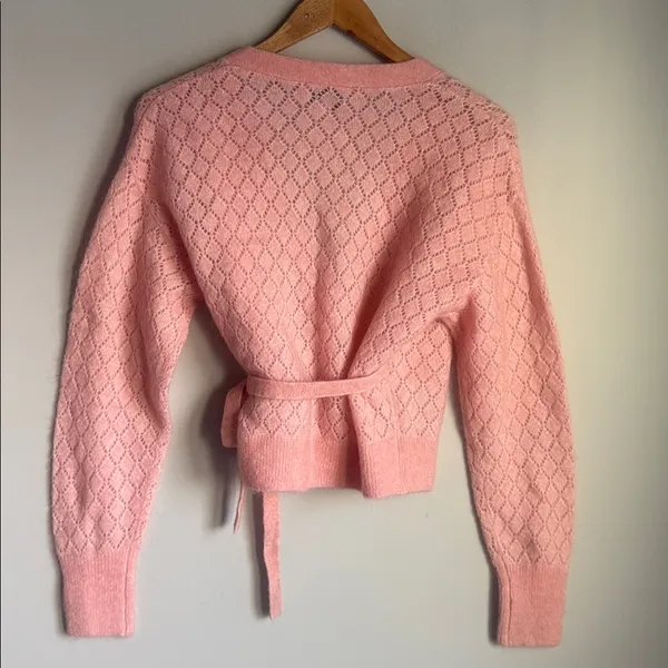 NEW & OTHER STORIES Pointelle Knit Wrap Cardigan Small - Image 7