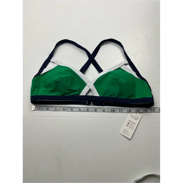 CUPSHE Kelly Green Navy Colorblock Keyhole Cross-Back‎ Bikini Swim Top Large NEW - Image 8