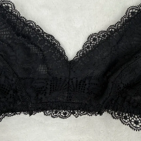 Intimately Free People Black Lace Bralette V-Neck Adjustable Straps‎ Womens L - Image 2