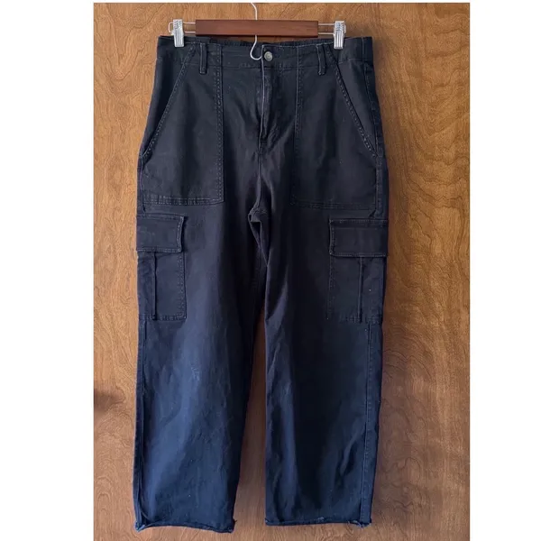 Hollister Sz L Ultra High Rise Cropped Wide Cargo Jean Streetwear Casual Utility - Image 5