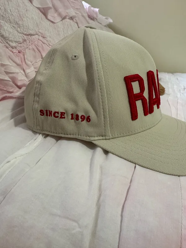 RAO'S Baseball Cap in Cream with Red Embroidery - Image 2