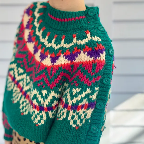 Vintage 90s IVY Knit Fair Isle Sweater - Image 3
