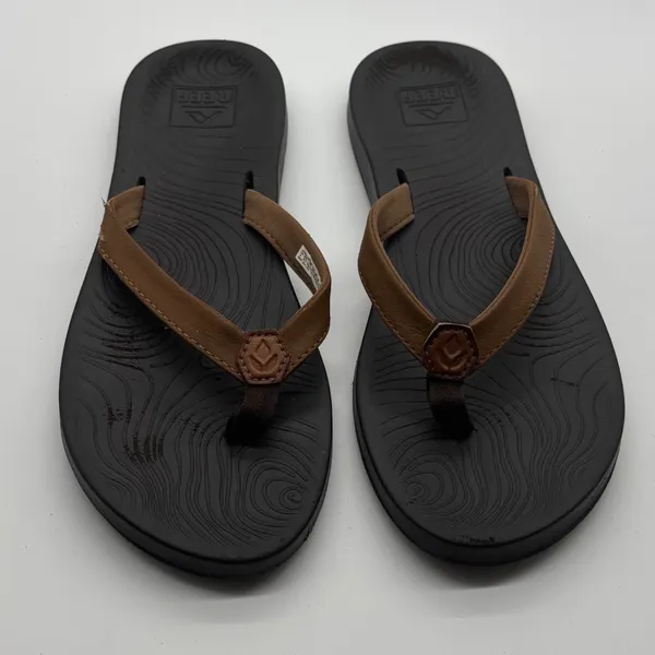 Reef Zen Love Womens Flip Flop Sandals Brown Black Size 8 Comfort Beach Thong - Image 4
