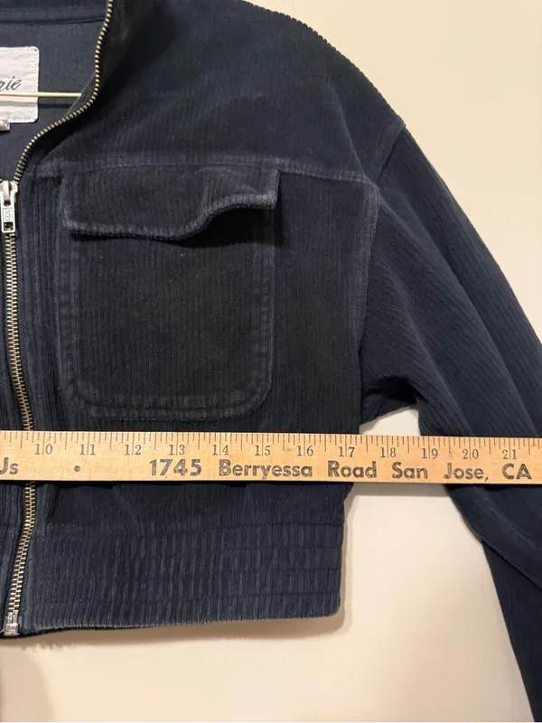 aerie Cropped Corduroy Utility Jacket - black XS - Image 4