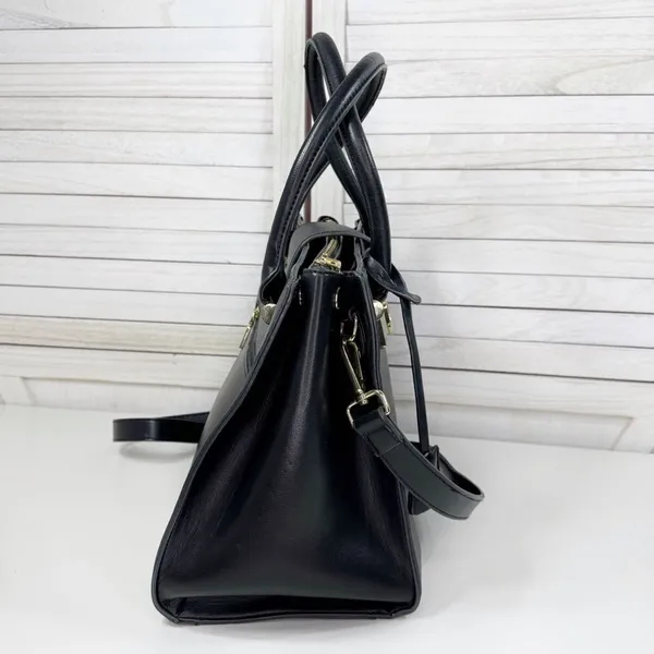 La Terre Multi Compartment Satchel Bag Handbag Purse Black‎ Large - Image 2