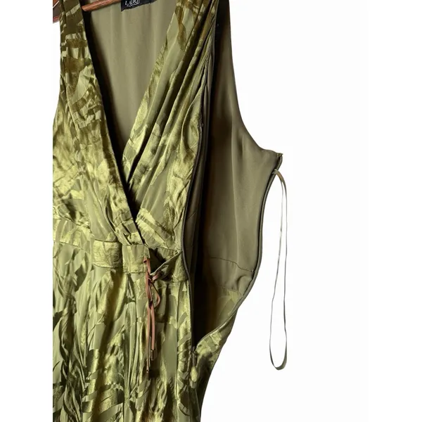 Lauren Ralph Lauren 12 Olive Green Botanical Jacquard Lace-Up Maxi Dress - Image 8