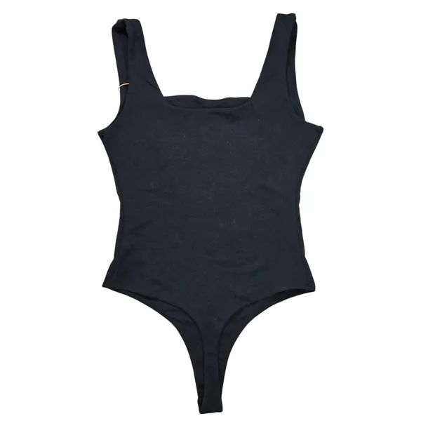 Quince Black Square Neck Thong‎ Bodysuit Sleeveless Tank Top New NWT - Image 3