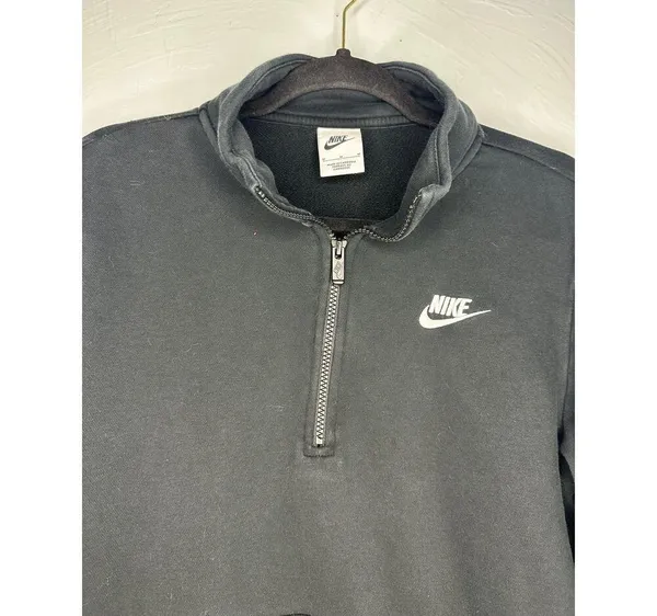 Nike Quarter Zip Sweatshirt Women's Size Medium Black Athleisure Active Cropped - Image 3