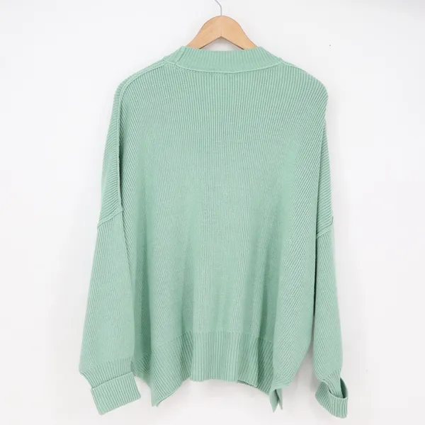 Free People Sweater Women's XS Easy Street Sage Green Ribbed Mock Neck Excellent - Image 5