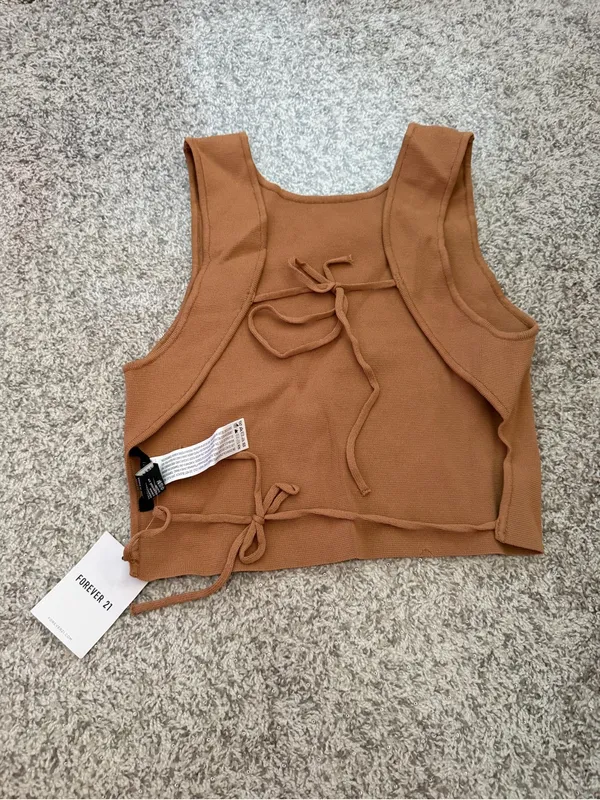 Forever 21 Square Neck Ribbed Tank - Rust - Image 2