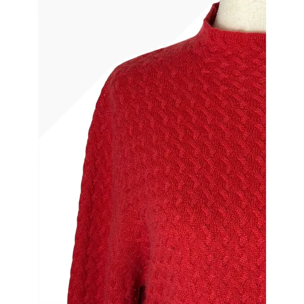 Forte Cashmere Mock Neck Sweater Women Small Red Textured Knit Quiet Luxury‎ - Image 6