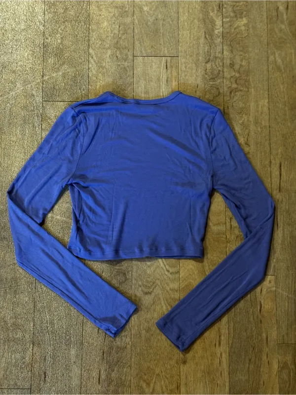 Sunday Best Aritzia Bliss Cropped Long Sleeve Peri Purple Size Small - Image 5