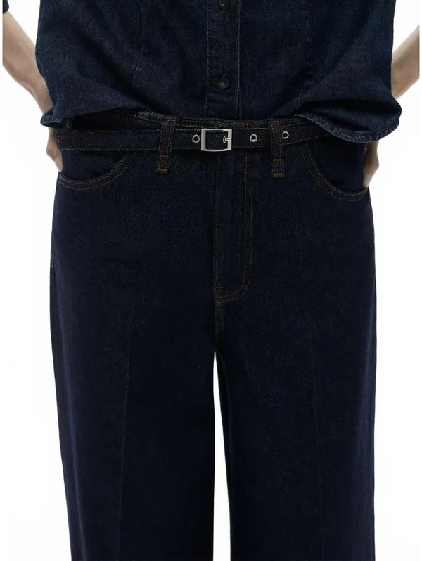 Mango Rinse-Wash Wide Leg Jeans with Belt NWT Mara Open Blue Size 4 - Image 7