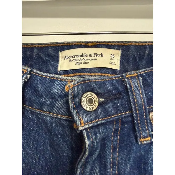 Abercrombie High Rise 90s Relaxed Jeans 25 Long Dark Wash - Image 4