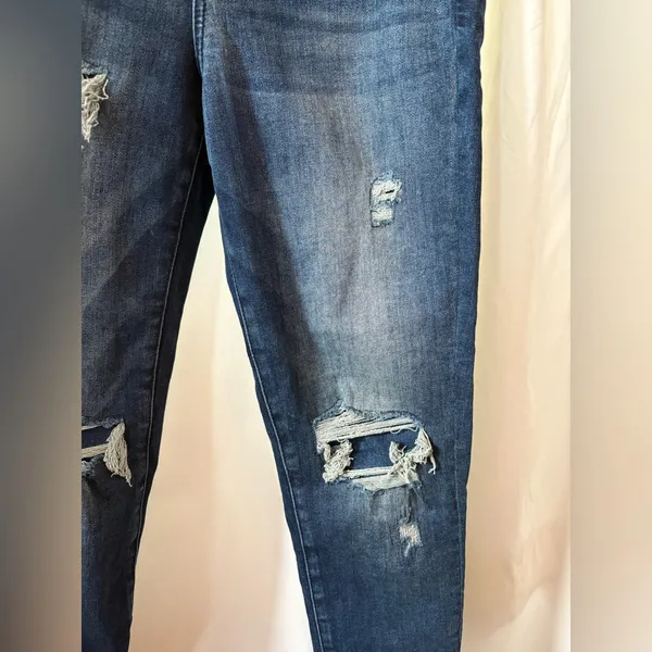 American Eagle Jeans Next Level Stretch High Rise Distressed Dark Wash Denim 8Rg - Image 3
