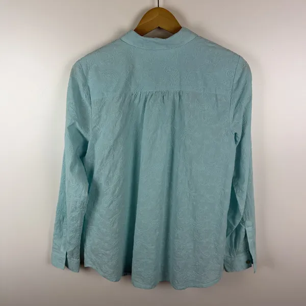 J Jill Blue Floral Paisley Embroidered Cotton Button Down Shirt Small Western - Image 3