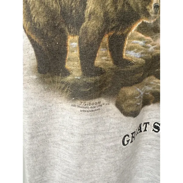 Vintage Jerzees Small T-Shirt Great Smoky Mountains, TN Gray Bear Womens Cotton - Image 5