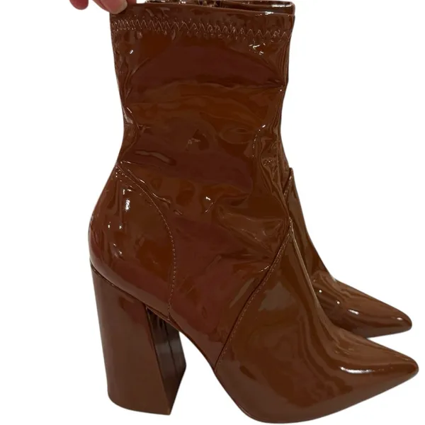 Steve Madden Glossy‎ Brown Heeled Boots - Image 6