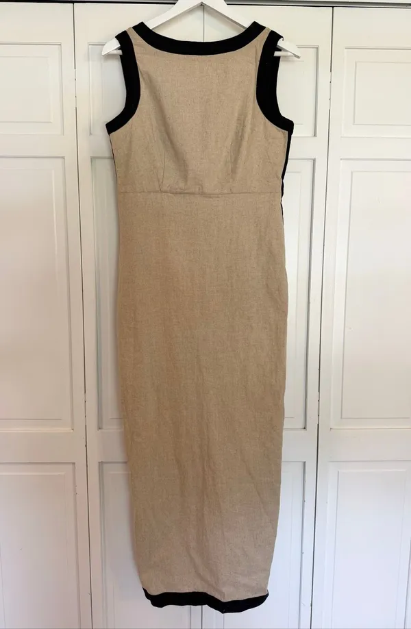 Commense NWT linen blend contrast maxi dress size M Tan Size M - Image 3