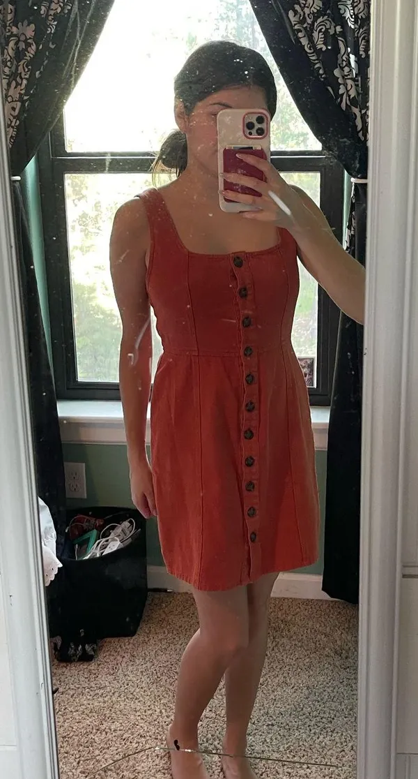 Orange Denim Dress - Image 3