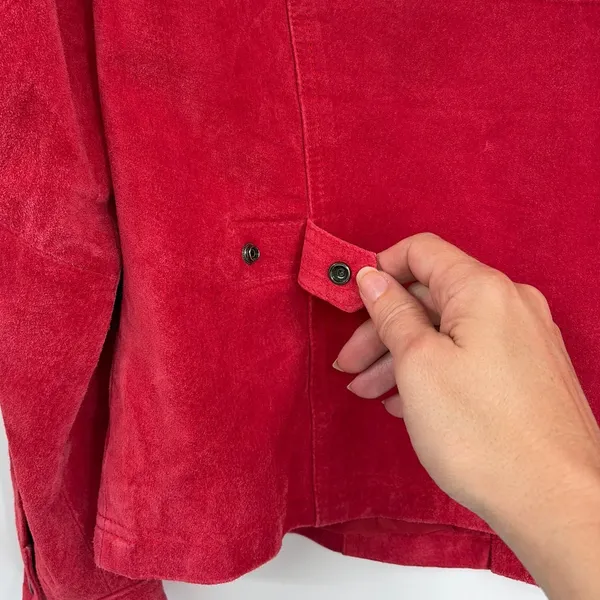 Coldwater Creek Y2K Suede Jacket Sz M Red Boho Western Snaps Cottage Ranchcore - Image 6