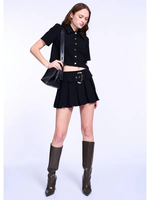 Amanda Uprichard Josie Skort in Black Medium Womens Mini Skirt Shorts - Image 15