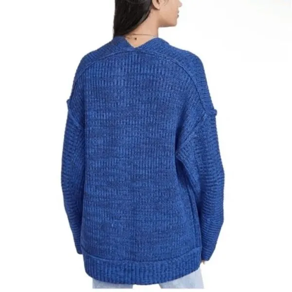 Free‎ People High Hopes Blue Black Chunky Knit Sweater Cardigan Small - Image 11