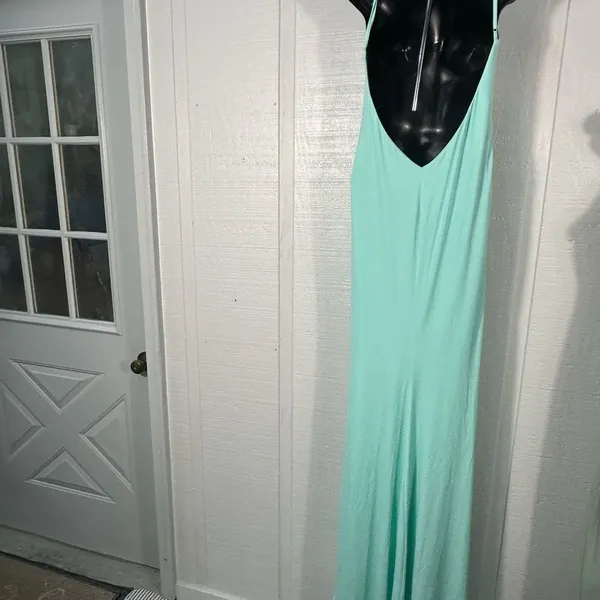 Katie May Los Angeles Mint Green Maxi Spaghetti Strap Dress Size Medium EUC - Image 5