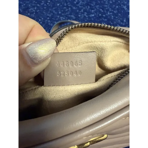Gucci Crossbody Bag Womens Small Beige Leather GG Marmont Camera Made In Italy - Image 3