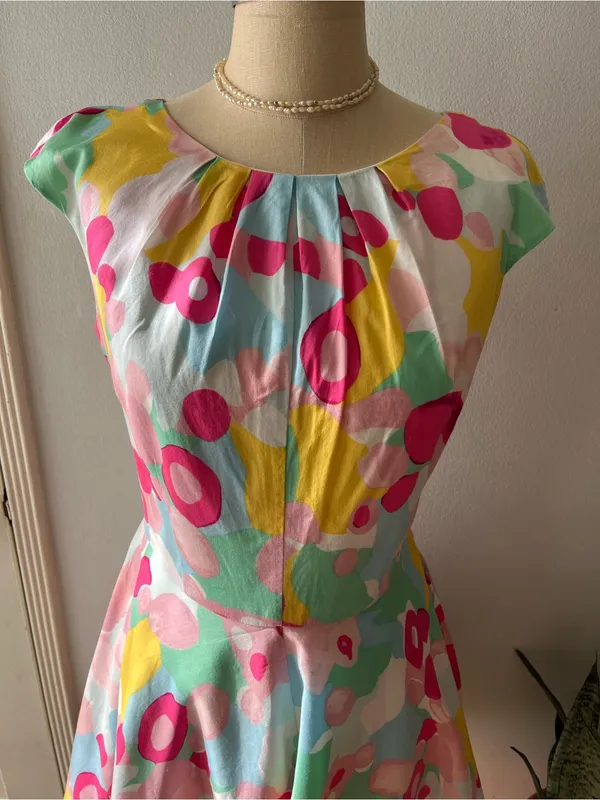 Boden• Watercolor Floral Retro Fit & Flare Cotton Dress• Sz 6 - Image 2