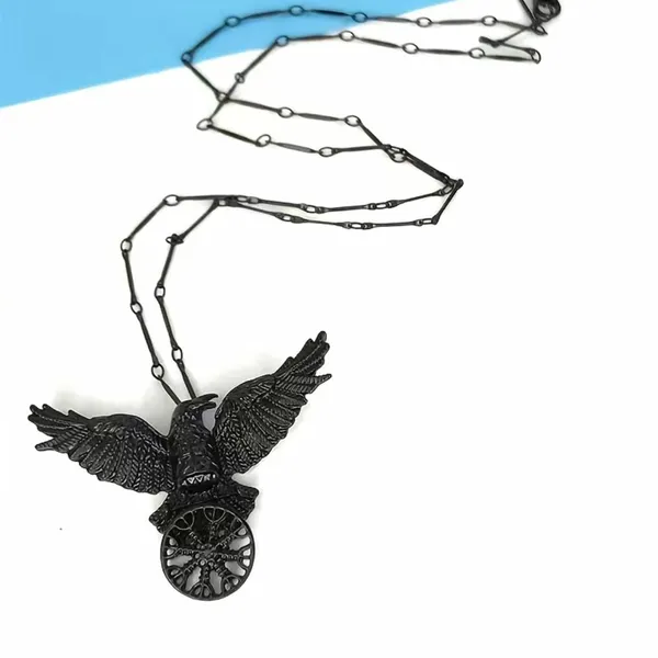 1pc Gothic Black Raven Pendant Necklace Faux Fashion‎ Jewelry - Image 4