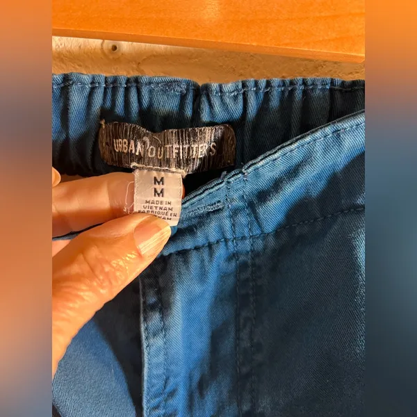 Urban Outfitters Blue Jogger Pants denim blue elastic baggy drawstring ankle Y2K - Image 3