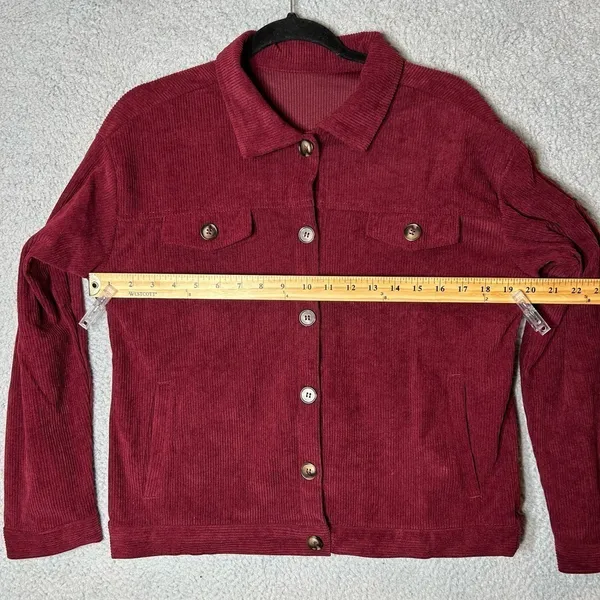 Corduroy Jacket Womens S‎ Red Rust Collared Long Sleeve Button Up Corduroy NEW - Image 5