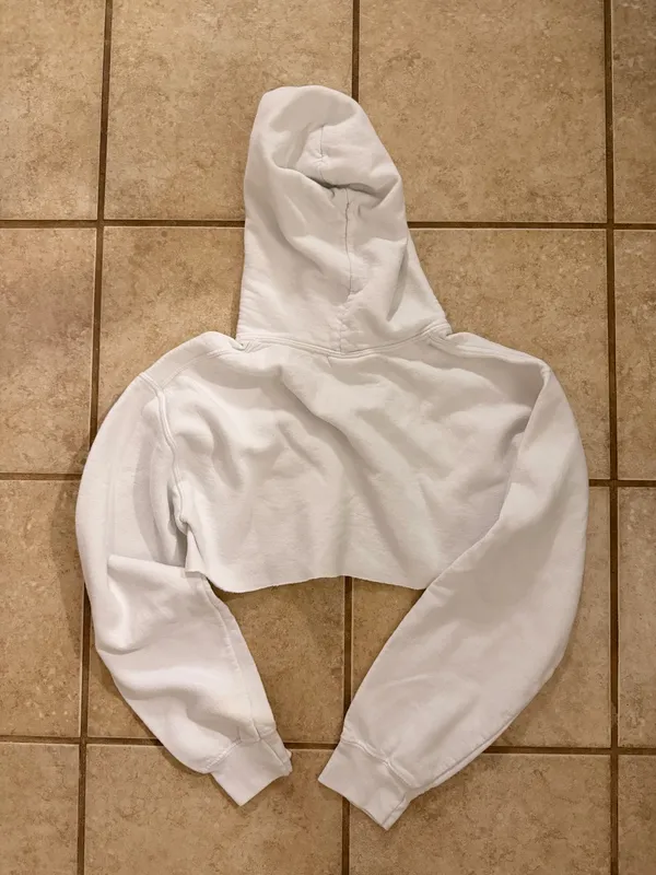 Gildan White Cropped Hoodie - Image 3
