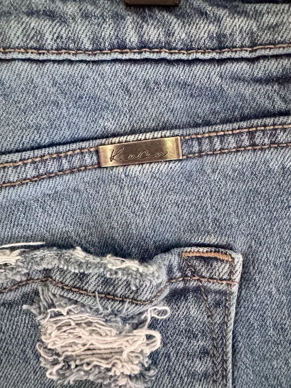 KanCan Size 15/31 High Cuffed Wide Leg Distressed Jeans (slight crop) - Image 6