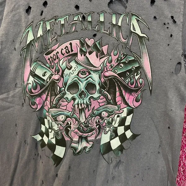 Metallica Norcal distressed purple Rock Tshirt size small - Image 2