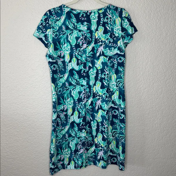 Lilly Pulitzer Navy Blue Green Floral Print Mini t shirt Dress - Image 7