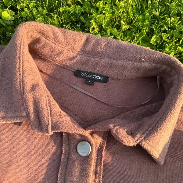 Papermoon button up sweatshirt Flannel Shacket Fall Size L - Image 2