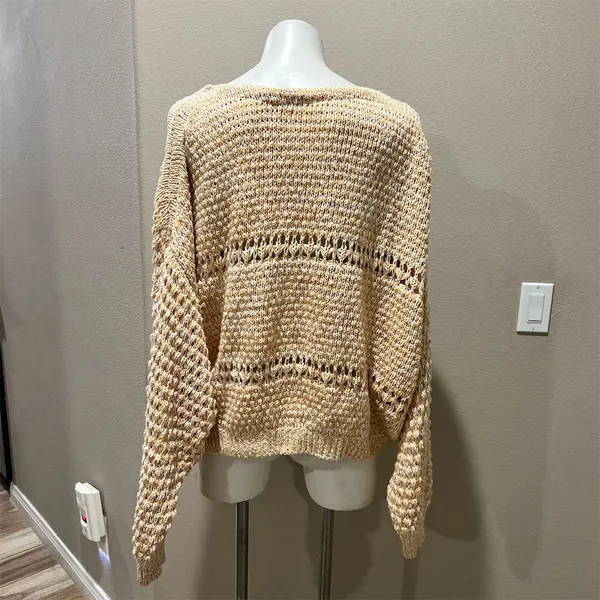 Free People Women's XL Standard V-Neck Pullover Sweater Multicolor Casual Knit - Image 6