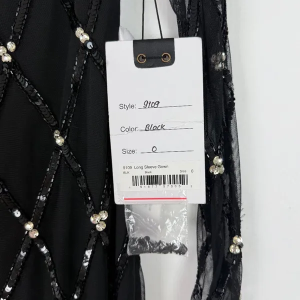 NWT Mac Duggal #9109 Sequin Embellished Long Sleeve Gown Dress Black Size 0 NEW - Image 6
