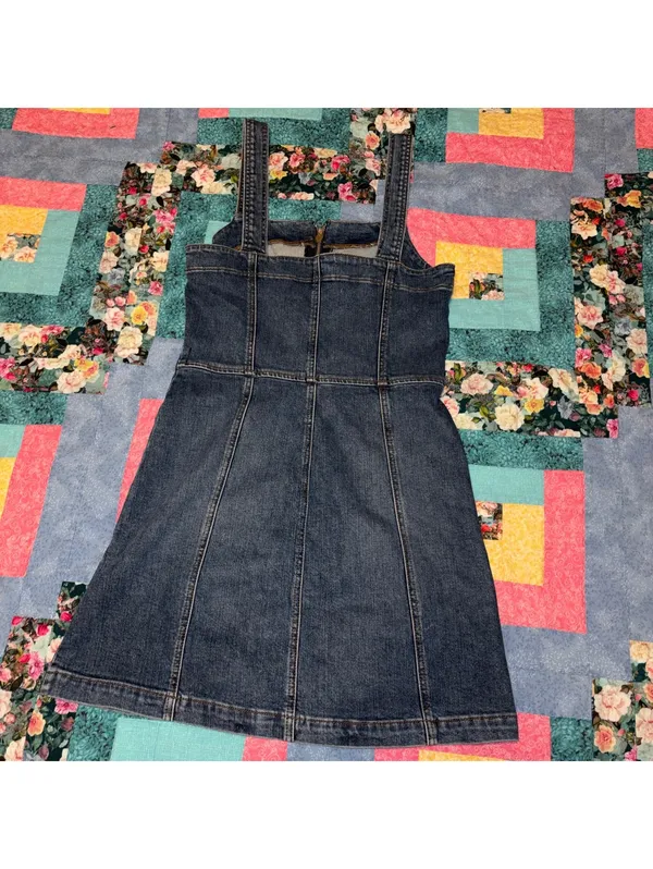 Reformation $150 Randy Woman’s Size 4 Denim Zip-Front Summer Mini Dress - Image 4
