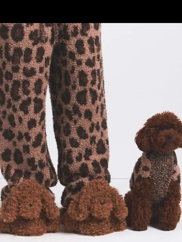 NWT Skims Curly dog faux fur slippers in chai size 38 new in bag - Image 2