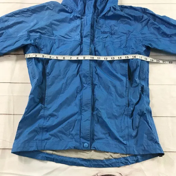Marmot Women Small Blue Precip Eco Outdoor Waterproof Hooded Rain Jacket - Image 11