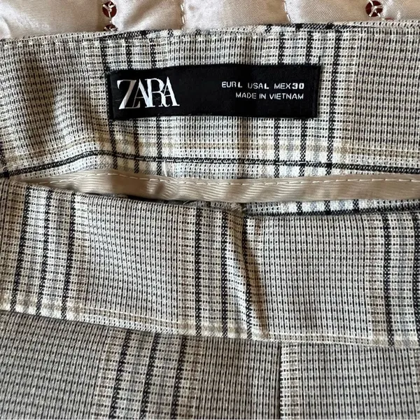 Zara Plaid Ankle Pants in Gray Size Large - Image 7