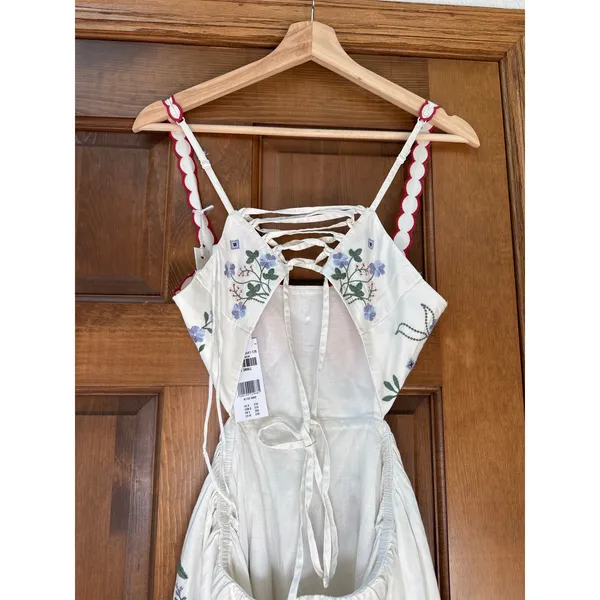 ABERCROMBIE & FITCH Bra-Free Embroidered White Maxi Dress Size XS NEW - Image 10