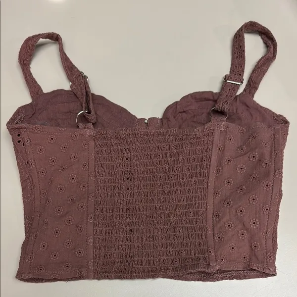 Brown RSQ Eyelet Lace Brown Women's Corset Crop Size Small - Image 2