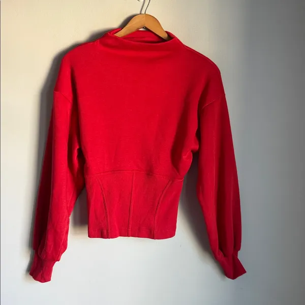 Maeve by Anthropologie Red Corset-Waist Mock Neck Pullover Sweater XS - Image 2