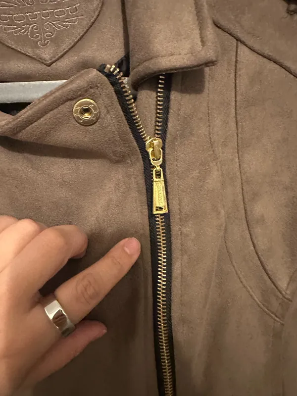 Faux Suede Jacket Brown Size L - Image 5
