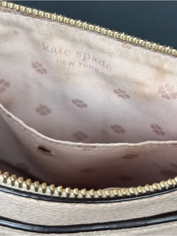 Kate Spade Polly Small Swing Pack Neutral Pink Pebbled Leather Crossbody Bag. - Image 5