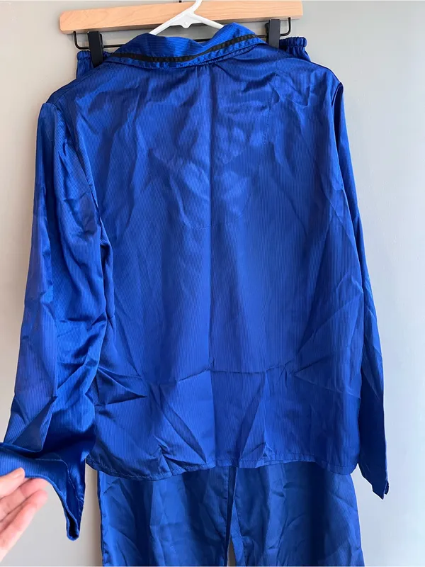 Secret Treasures Blue Satin Style Two-Piece Pajama Set Medium - Image 2
